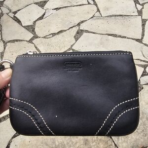 Coach Black Leather Zip Wristlet